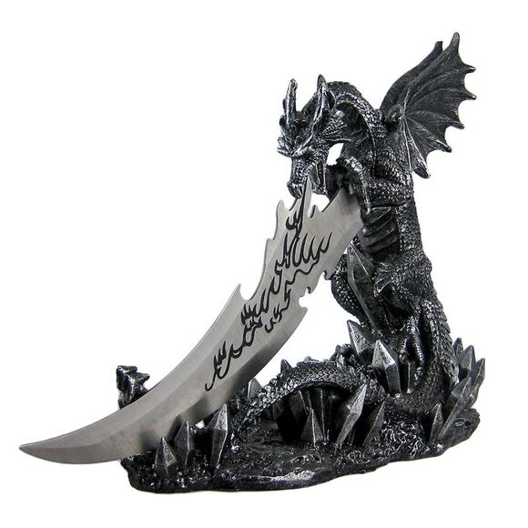 Wicked Fire-Breathing Dragon Knife Holder with Menacing-Looking Dagger - Picture 2 of 7